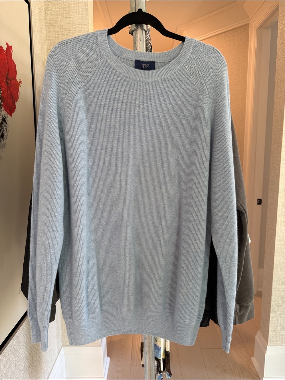 Blue Men's Crewneck Sweater cashmere blend